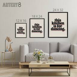 "Artery8 This Kitchen Is For Dancing Funky Retro Typography Framed Canvas Art in Beige - Size: W12"" x H16""" - thumbnail 4