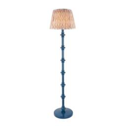 Netlighting Carnaby Blue Floor Lamp Fabric Ikat Shade 35cm B22 - thumbnail 1