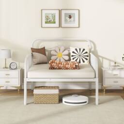 Gymax 2-in-1 Metal Extendable Daybed to Single Size Bed Sofa Bed in White - thumbnail 6