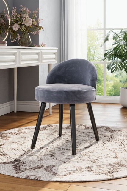 grey velvet dressing table stool H&O Direct Modern Luxury Velvet Dressing Table Stool with Solid Wood Legs  in Grey by Debenhams