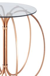 Orsina Convex Table with Rose Gold Iron Frame, Circular Iron Accent Table with Glass Top, Boutique Modern Side Table - thumbnail 3
