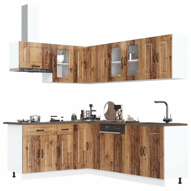 Berkfield Home 11 Piece Kitchen Cabinet Set Kalmar Old Wood Engineered Wood in Brown - image 1
