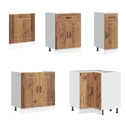 Berkfield Home 11 Piece Kitchen Cabinet Set Kalmar Old Wood Engineered Wood in Brown - thumbnail 4