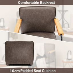 Costway PU Leather Accent Chair Upholstered Armchair With Comfy Backrest & Seat Cushion in Grey - thumbnail 6