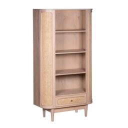 Indian Hub Valencia Bookcase - Cane & Mango Wood - L40 x W90 x H165 cm in Brown - thumbnail 2