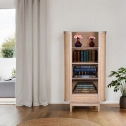 Indian Hub Valencia Bookcase - Cane & Mango Wood - L40 x W90 x H165 cm in Brown - thumbnail 4