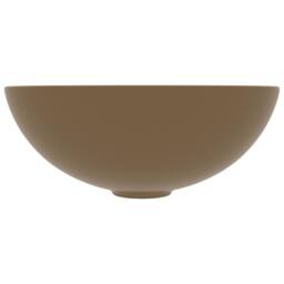 Berkfield Home Sleek Bathroom Sink Ceramic Matt Cream Round in Tan