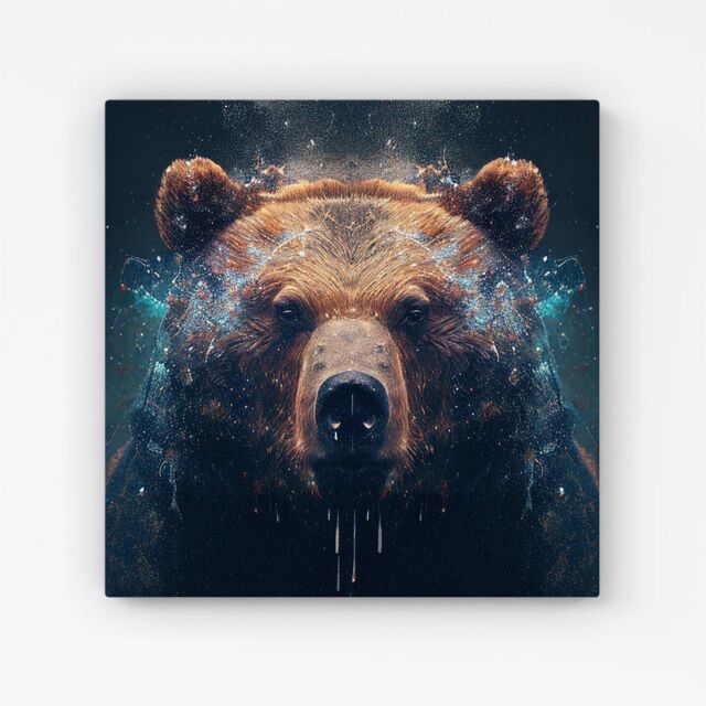Warren Reed - Designer Brown Bear Face Splashart Canvas - Size: w10 inch x h10 inch - image 1
