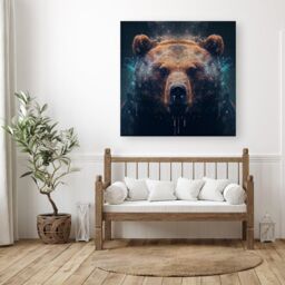 Warren Reed - Designer Brown Bear Face Splashart Canvas - Size: w10 inch x h10 inch - thumbnail 3