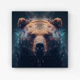 Warren Reed - Designer Brown Bear Face Splashart Canvas - Size: w10 inch x h10 inch - thumbnail 1