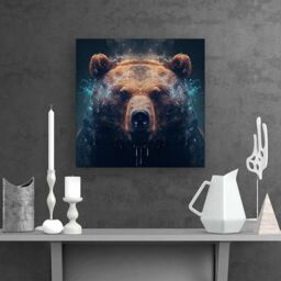 Warren Reed - Designer Brown Bear Face Splashart Canvas - Size: w10 inch x h10 inch - thumbnail 2