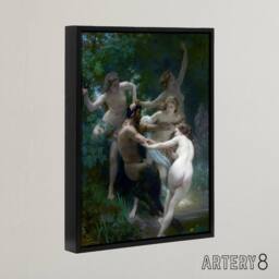 "Artery8 William Adolphe Bouguereau Nymphs Framed Canvas Wall Art Print - Size: W12"" x H16""" - thumbnail 2