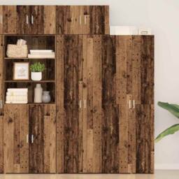 Berkfield Home Storage Cabinet Old Wood 70x42.5x225 cm Engineered Wood in Brown - thumbnail 2