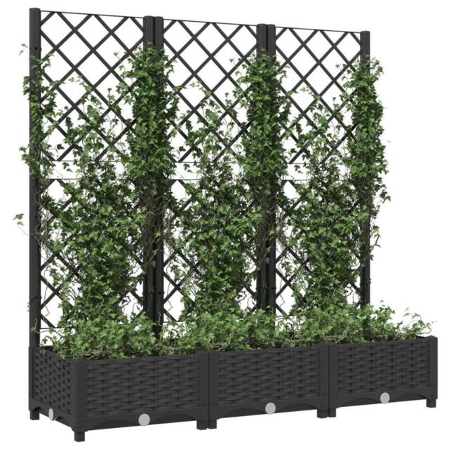 Berkfield Home Beautiful Garden Planter with Trellis Black 120x40x121.5 cm PP - image 1