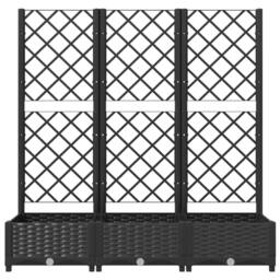Berkfield Home Beautiful Garden Planter with Trellis Black 120x40x121.5 cm PP - thumbnail 4