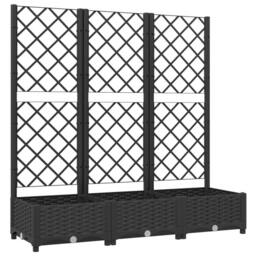 Berkfield Home Beautiful Garden Planter with Trellis Black 120x40x121.5 cm PP - thumbnail 3