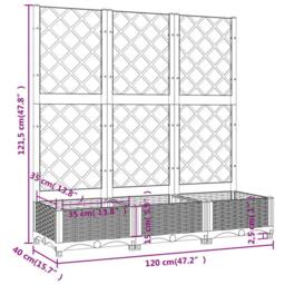 Berkfield Home Beautiful Garden Planter with Trellis Black 120x40x121.5 cm PP - thumbnail 8