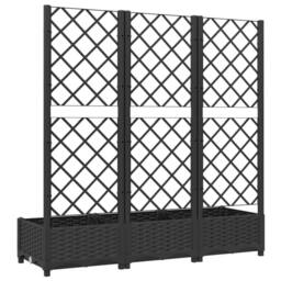 Berkfield Home Beautiful Garden Planter with Trellis Black 120x40x121.5 cm PP - thumbnail 6