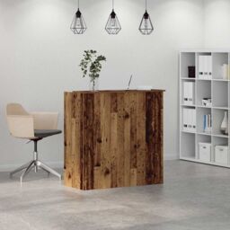 Berkfield Home Reception Desk Old Wood 100x50x103.5 cm Engineered Wood in Brown - thumbnail 4
