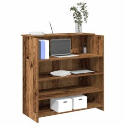 Berkfield Home Reception Desk Old Wood 100x50x103.5 cm Engineered Wood in Brown - thumbnail 1