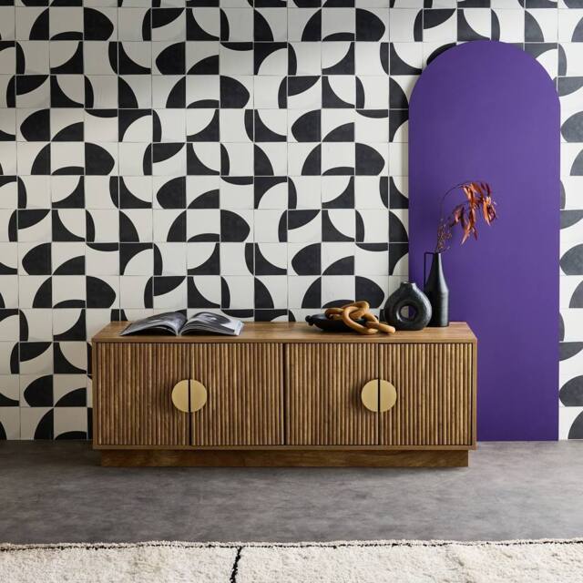 sweeek 140cm Tv Unit Exotic Wooden Effect 4 Doors in Brown - image 1