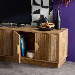 sweeek 140cm Tv Unit Exotic Wooden Effect 4 Doors in Brown - thumbnail 6