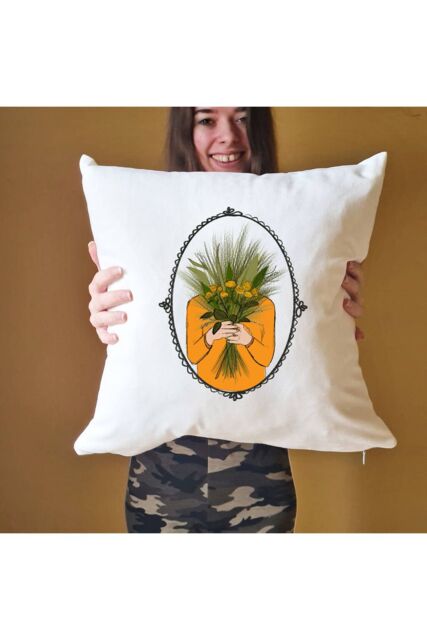 Afewhometruths October Birth Flower Cushion in Off-White - Size: 40 cm x 40 cm