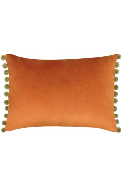 Paoletti Fiesta Soft Velvet Pom Pom Trimmed Cushion in Orange - image 1