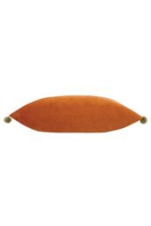 Paoletti Fiesta Soft Velvet Pom Pom Trimmed Cushion in Orange - thumbnail 2