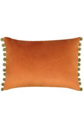 Paoletti Fiesta Soft Velvet Pom Pom Trimmed Cushion in Orange