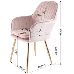 Genesis Muse Velvet Accent Chairs Pair Upholstered Modern Chairs with Backrest in Light Pink - Size: 2 Pack - thumbnail 3