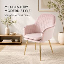 Genesis Muse Velvet Accent Chairs Pair Upholstered Modern Chairs with Backrest in Light Pink - Size: 2 Pack - thumbnail 7