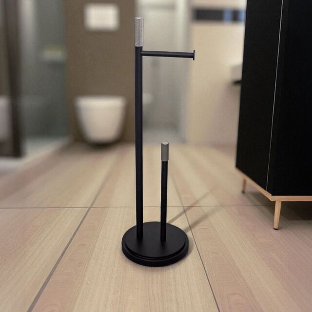 Showerdrape Chester Black Toilet Roll Holder & Spare Paper Holder Combination - image 1