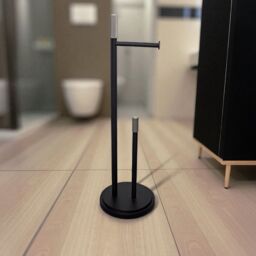 Showerdrape Chester Black Toilet Roll Holder & Spare Paper Holder Combination
