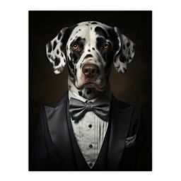 "Wee Blue Coo Wall Art Print Dalmatian Dinner Jacket Portrait Dog Living Room in Black - Size: W24"" x H32""" - thumbnail 1