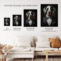 "Wee Blue Coo Wall Art Print Dalmatian Dinner Jacket Portrait Dog Living Room in Black - Size: W24"" x H32""" - thumbnail 3