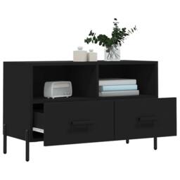 Berkfield Home TV Cabinet Black 80x36x50 cm Engineered Wood - Size: 80 x 36 x 50 cm - thumbnail 4