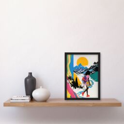 Artery8 Hiking Outdoor Adventure Graphic Conceptual Art Framed Wall Art - Size: A4 - thumbnail 4