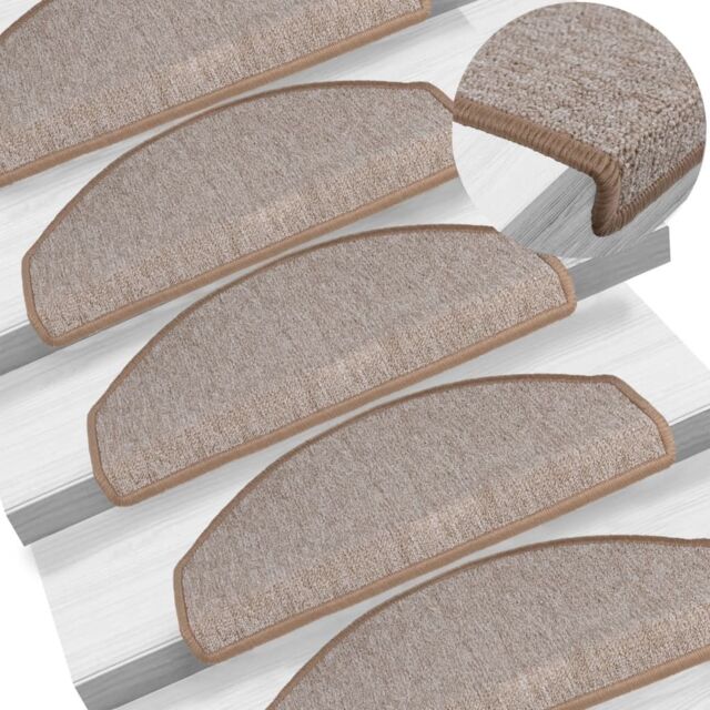 Berkfield Home Carpet Stair Treads 15 pcs Light Brown 65x24x4 cm - Size: Medium - image 1