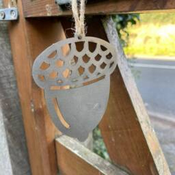 Poppyforge Small Hanging Acorn (Pack of 3) Bare Metal/Ready to Rust W10 x H8 cm in Metallics - thumbnail 1