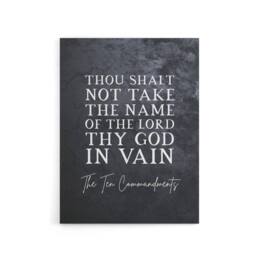 "Artery8 Ten Commandments Not In Vain Bible Quote Canvas Wall Art Print in Grey - Size: W18"" x H24""" - thumbnail 1