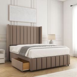 "BSSPOKE Zoe Divan Bed Plush Velvet 54""Headboard 2 Drawers Footend No Mattress in Bronze - Size: Small Double" - thumbnail 1