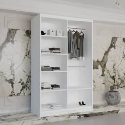 Sliding Wardrobes 4U Modern Double Sliding Door Wardrobe 100cm X 217cm in White - Size: 100 cm X 217 cm - thumbnail 2