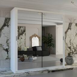 Sliding Wardrobes 4U Modern Double Sliding Door Wardrobe 100cm X 217cm in White - Size: 100 cm X 217 cm - thumbnail 1