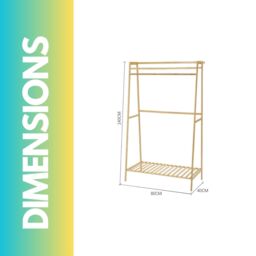 Pirlo Plush 140 x 50CM Bamboo Clothing Rail With Shelves Bedroom Furniture in Brown - Size: 140 x 50 cm - thumbnail 4