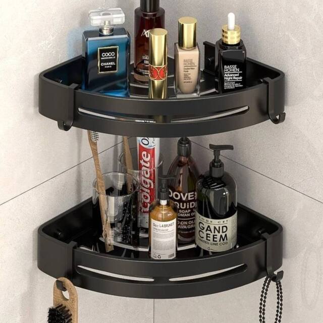 Kelvenix 2 layer Organiser Storage Rack Corner Shower Caddy Self in Black - image 1