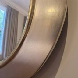 Yearn Mirrors Ava Metallic Silver Round Bevelled Mirror Gold Trim - thumbnail 5