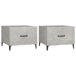 Berkfield Home Coffee Table with Metal Legs 2 pcs Concrete Grey 50x50x40 cm - Size: 50 x 50 x 40 cm - thumbnail 2