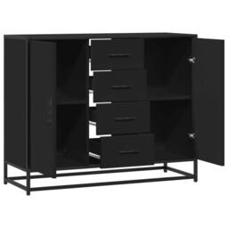 Berkfield Home Sideboard Black 92x35x76 cm Engineered Wood - Size: 92 x 35 x 76 cm - thumbnail 7