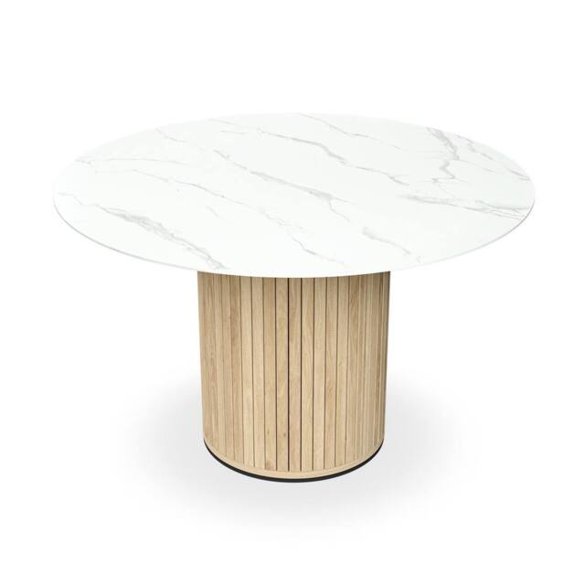 More4Homes Arlo Round Dining Table w Oak Legs in White - image 1